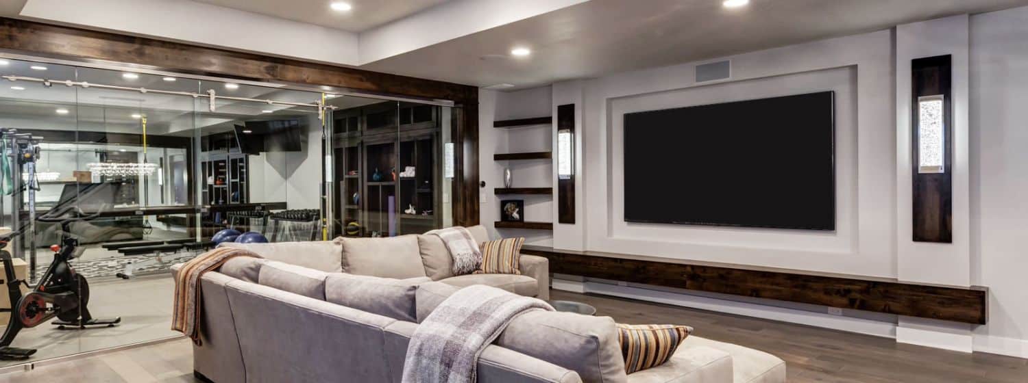 Gatineau/Ottawa Basement renovation services Cozy cinema and gym idea